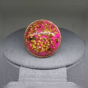 NWT Stunning Artisan Fashion Gold Pink Statement Ring 9.5